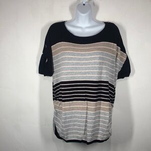 A&I black and pink stripe short sleeve sweater size 1X